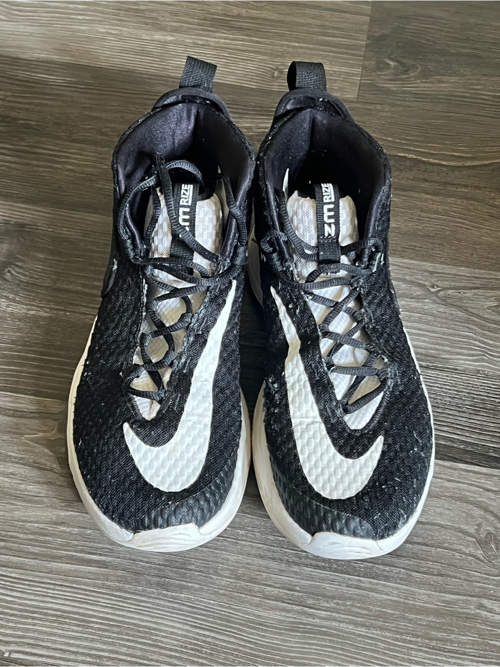 Nike Black and White Zoom Rize High Top Basketball Shoes